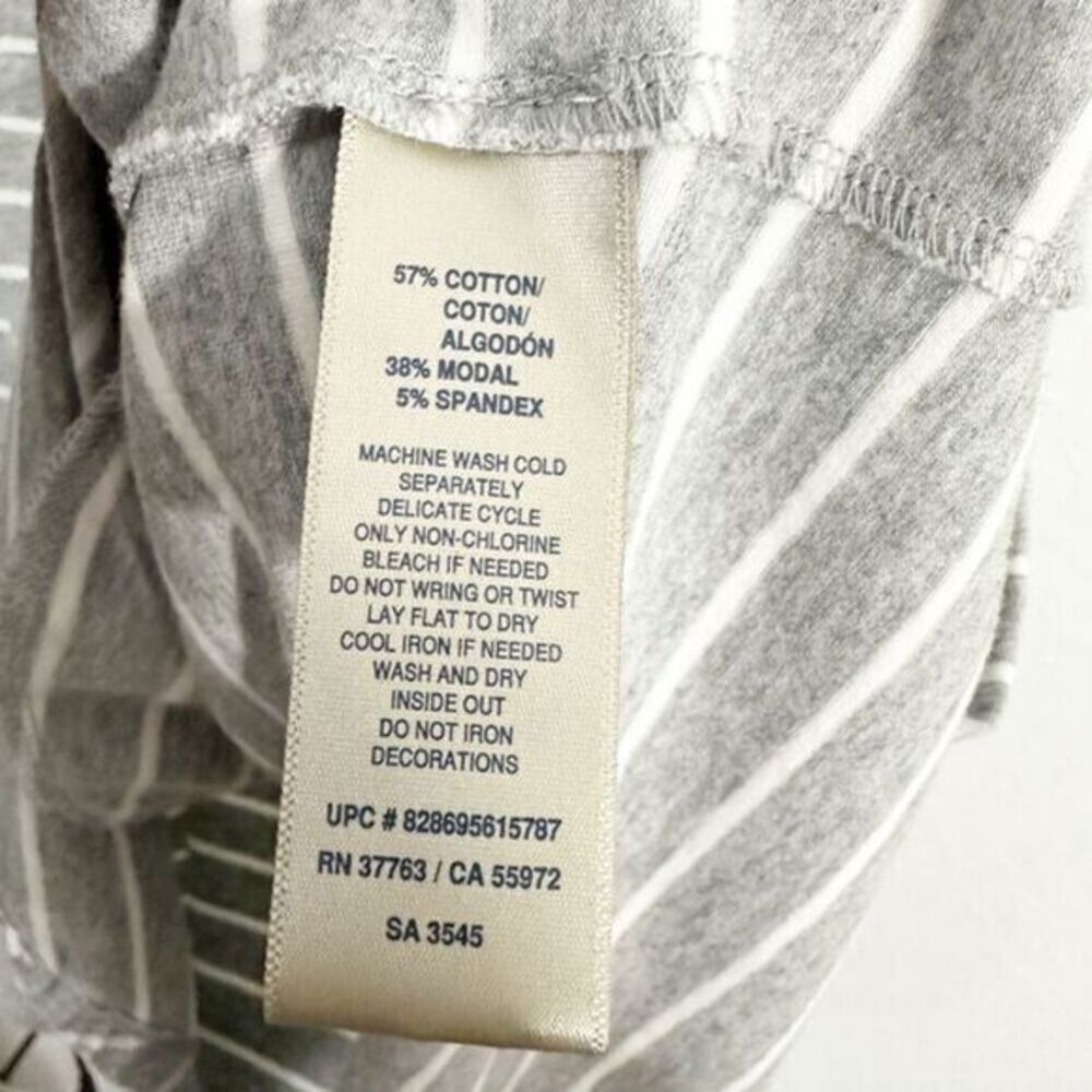 Rafaella Short Sleeve Drawstring Striped Above Knee Dress Heather Grey White XXL - Picture 6 of 7